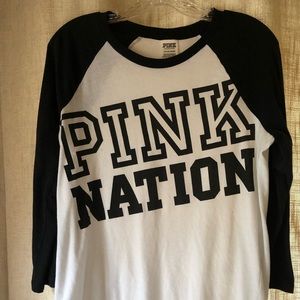 3/4 sleeve B&W Pink shirt